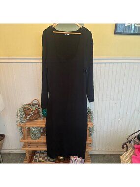 Topshop Black Long Sleeve Maxi Sweater Dress Ribbed Knit UK 22 US 18